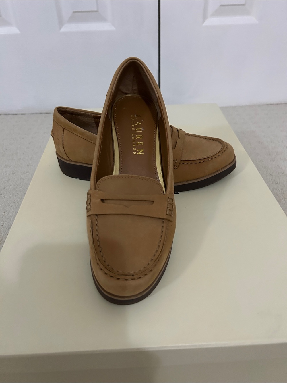 Lauren Ralph Lauren Tan Leather Penny Loafers
